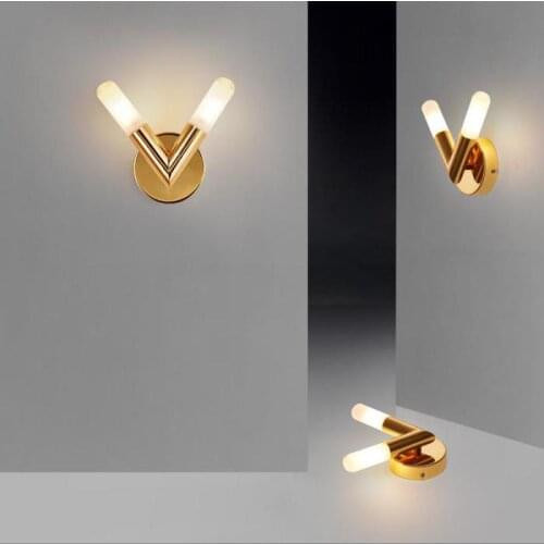 Gold VIP room Led Wall sconce Foyer modern Led wall fixtures indoor lighting home balcony Frosted Glass shade G9 Led Aplik Lamba