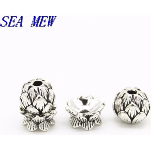 10pcs 8.7*5mm Metal Brass Tibetan Silver Plated Spacer Beads Lotus Flower Beads Cap DIY Handmade Accessories For Jewelry Making