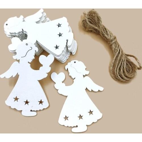 10pcs White Natural Rustic Wood Angle Tags Wishing Tree Favor Plain Custom Tags with String Hanging