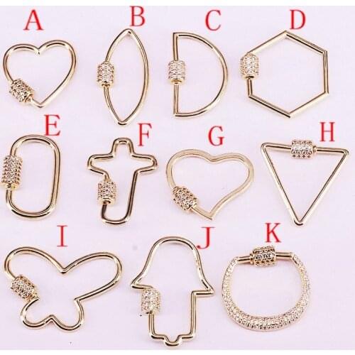 10Pcs Gold Color Mixed shape multicolor cubic zirconia micro pave clasp charm,fashion necklace/bracelet jewelry accessories