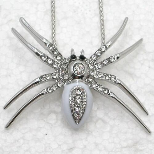 12pcs/lot Rhinestone Enameling Spider Fashion Pendant Necklaces Costume Chain Jewelry F101114