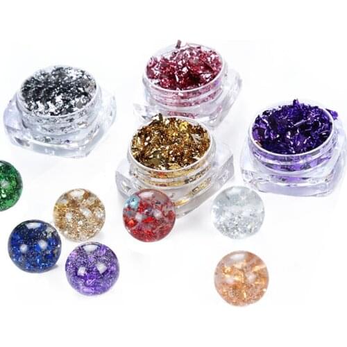 3ml/Box DIY Craft Handmade Crystal Filler Resin Epoxy Imitation Colorful Powder Broken Gold Foil Silver Foil Jewelry Accessories