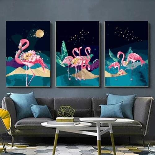 40x50cm/3Pcs DIY Painting By Numbers Flamingo Decoration Gift DIY Art Paint By Numbers Acrylic Painting Hand Painted