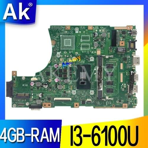 Akemy X456UAM Laptop motherboard for ASUS VivoBook X456UA X456UV X456UQk X456UAM X456UAK mainboard 4GB-RAM I3-6100U DDR4