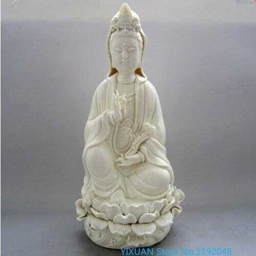 Porcelana china Dehua Kwan-yin Guanyin Sest estatua piadosa
