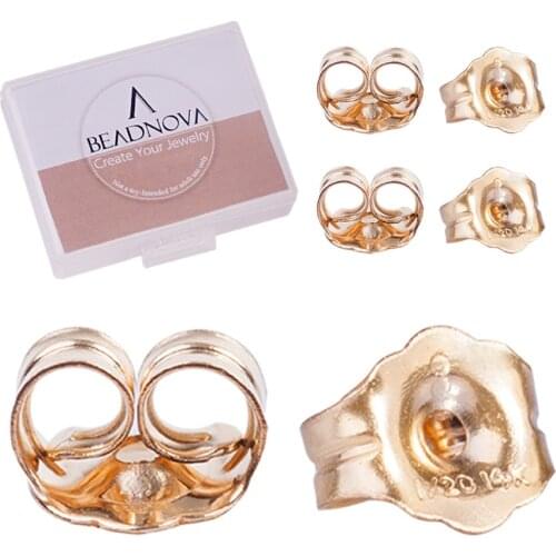 BEADNOVA 14K GOLD BUTTERFLY EARRING BACKS FOR REPLACEMENT (4.7mm, 6pcs)