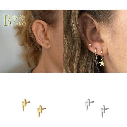 BOAKO 925 Sterling Silver Single Stud Earrings For Women 2021 Zircon Earring Piercing Cartilage Aretes Earing Jewelry Pendientes