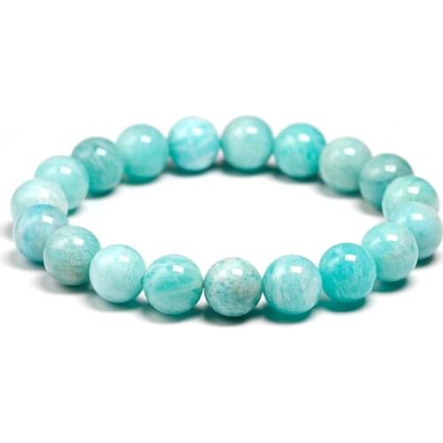 AAA Natural Amazonite Stone Bead Bracelets Women Men Jewelry Gemstones Bracelet Christmas for Girls Lucky Gift Drop Shipping