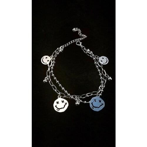 Double Smile Charm Bracelet Punk Tongue Funny Bead Bracelet Titanium Steel No Fadinhg Women Men Jewelry