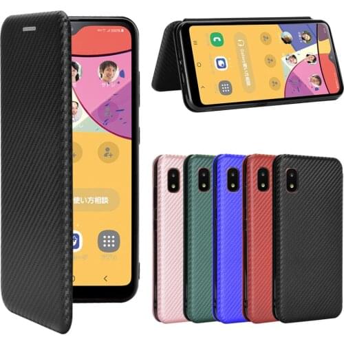 For Samsung Galaxy A21 SC-42A Case Carbon Fiber Flip Leather Case For Samsung Galaxy A21 Japanese version Case Cover 5.8"