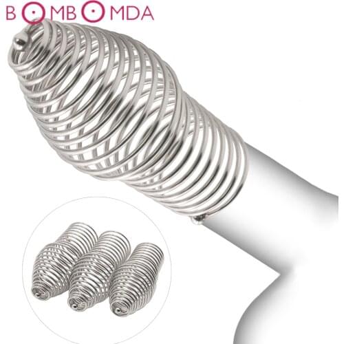 Erotic Thread Stainless Steel Penis Ring With Glans Horse Eye Stimulator Beads Metal Penis Ring Cock Cage Adult Sex Toys for Men