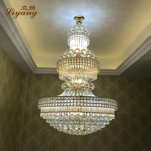 European duplex building chandelier villa crystal chandelier luxury hotel lobby light hollow building middle floor long hanging