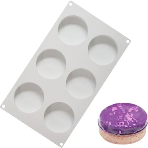Filbake Silicone Cakes Mold 6 Holes Flat Round Cake Decorating For Baking Chocolates Mould Dessert Mousse Pan Baking Tools