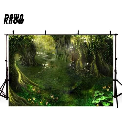 DAWNKNOW Cartoon Fairy Forest Photography Background Backdrop Children Wedding Birthday Party Decoration Photo Studio