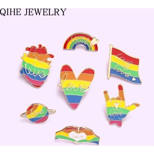Pride Rainbow Flags Brooches Intersex GLBT Gay Enamel Pin Partner Lovers Badges Bag Lapel Jewelry Gift for Friends Wholesale