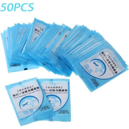 50Pcs/Pack Disposable Toilet Seat Cover Mat Portable Waterproof Safety Toilet Seat Pad For Travel Camping Commuting R9JF