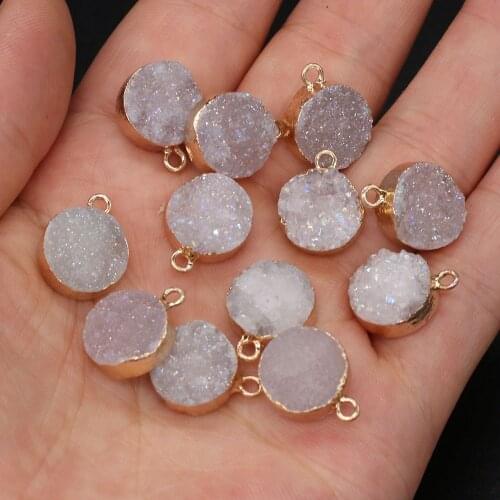 Natural Stone Crystal Cluster Pendants Round Shape Exquisite Charm For jewelry making DIY necklace Earring accessories
