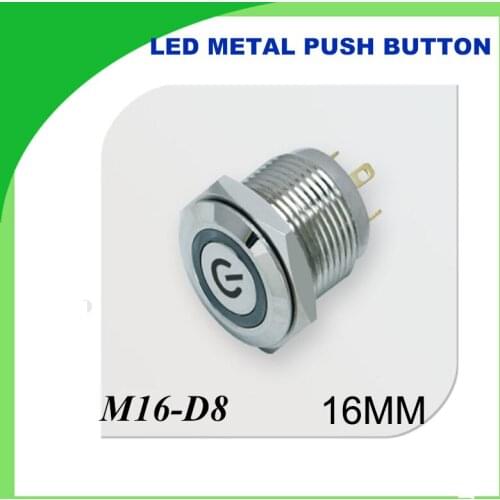 Metal push button LED Light 16mm Metal Momentary Push Button Switch 1PCS character illuminated