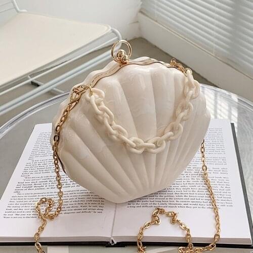 Cute Girl Tote Shell bag 2021 Summer New Quality PVC Womens Designer Handbag Chain Shoulder Messenger Bag Mini Crossbody bag