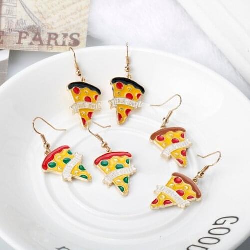 Cute Imitation Food Drop Earrings Cola Pizza Hamburger French Fries Hot Dog Egg Enamel Drop Earrings For Women Girls Earrings