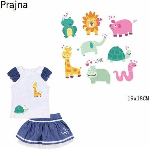 8PCS Snake Patch Giraffe Heat Transfers For Clothes Cartoon Animal Patches Transfers DIY Accessory Decoration Printed On D