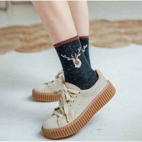Jeseca New Clearance Sales Winter Thick Wool Women Long Socks College Girls Harajuku Vintage Streetwear Cartoon Cute Sock