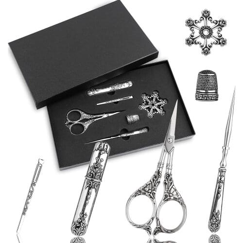 KAOBUY Embroidery Scissors Kits Vintage Scissors European Style Sewing Scissors Sewing Kit with Sewing Needle Case for Embroider