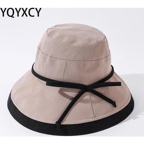 YQYXCY Bucket Hat Women Spring Summer Double Color Fisherman Cap Female Sunshade Sunhat Wide Brim Sun Hat Female Korean Casual
