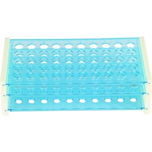 Plastic Test Tube Stand Bracket for 13mm Diameter 50 Holes Positions Plastic Three Deck Test Tube Stand Rack 1 Pc