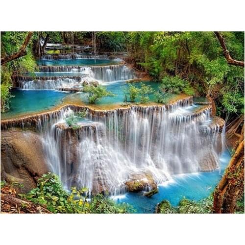 Full 5D Diy Diamond Painting Cross Stitch "Waterfall" 3D Diamond Embroidery Rhinestone Decor Paintings