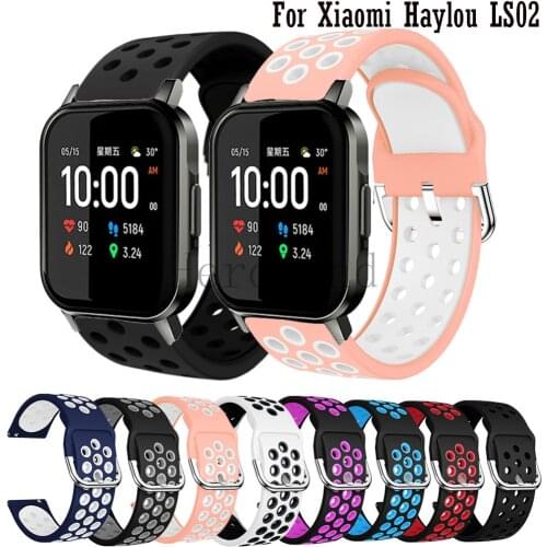 Watchband Strap For Xiaomi Haylou LS02 Smart Accessories 20MM Silicone Wriststrap Durable Double Color For Amazfit GTS 2 2e Mini