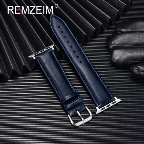 Calfskin Soft Leather Watchband 38 40 42 44mm for iwatch 5 4 3 2 1 Business Casual Style Replace Strap for Apple Watch 6 Band