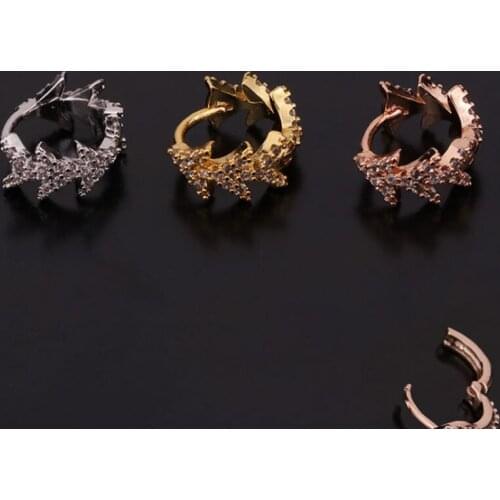 1 PCS Cute Small Arrow Shaped Ear Bone Cuff Hoop Earring Women Simple Mirco Pave CZ Circle Copper Piercing Ear Clip Jewelry