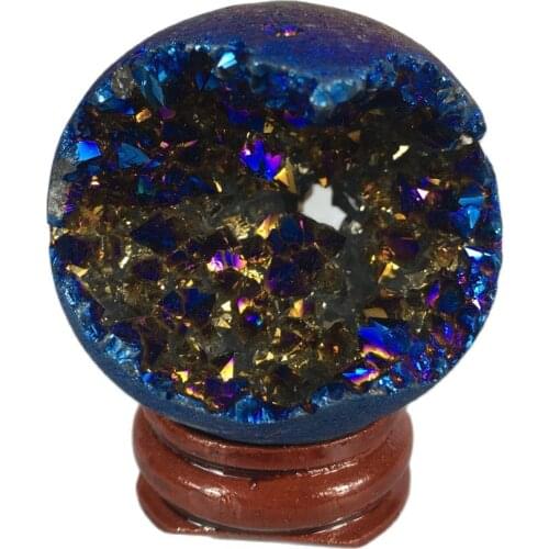 Natural Sphere Ball Voog Aura Honeycomb Agate Quartz Crystal Cluster Healing Stones Specimen Home Crafts Decoration Gift Geode