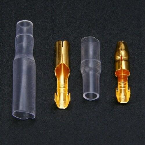 200x4mm Male & Female Terminals Wire Connector W/ Insulating Sleeves Gold