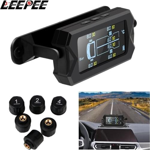Truck Car Tire Pressure Monitoring System TPMS Solar Charge with 6 External Sensor LCD Display Tyre Temperature Alarm Monitor