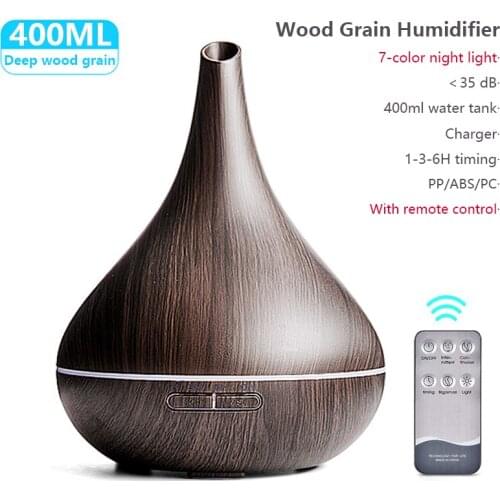 400ML Aromatherapy Diffuser Air Humidifier with LED Light Home Room Ultrasonic Cool Mist Aroma Essential Oil Diffuser