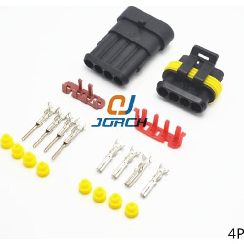 10 sets 4Pin Way female male AMP Tyco Super seal Waterproof Electrical Wire Connector Plug 282106-1 282088-1