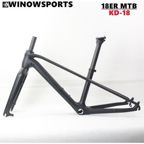 Winowsports carbon 18er mtb hadtail frameset with disc brake carbon fork 16inch 18inch children mtb bike 18er carbon frame KD-18