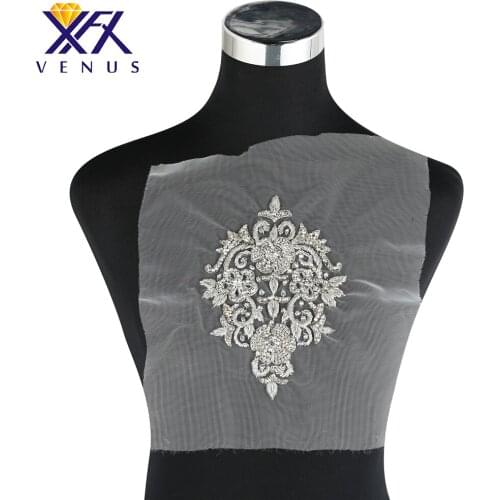 XINFANGXIU 1Pc Rhinestone Beads Patches Large Rhinestone Appliques Embroidery Beads Patches For Clothes Dress Decorations