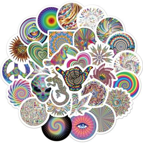 10/30/50 PCS color psychedelic decompression graffiti stickers suitcase laptop helmet guitar decoration toys wholesale
