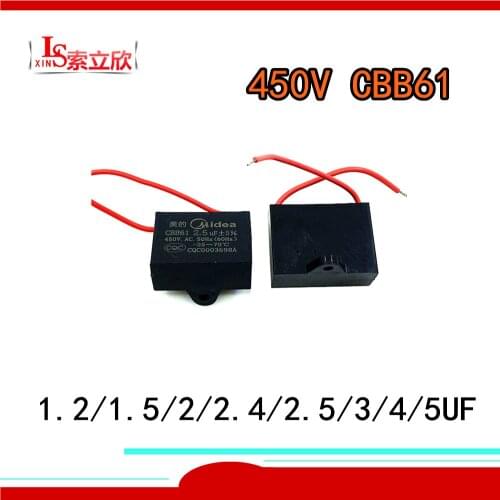 10PCS 100%Original New CBB61 Starting Capacitor 1.2UF/1.5UF/2UF/2.4UF/2.5UF/3UF/4UF Floor Fan And Desk Fan Capacitor 450V