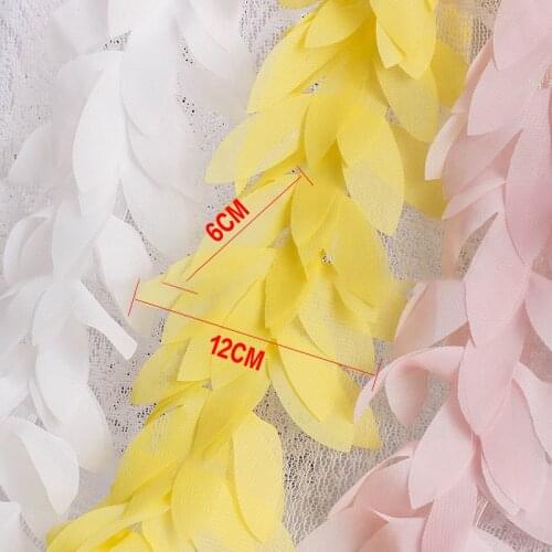 12cm wide Chiffon Leaf Tassel lace Ribbon for headwear dress decor Wedding Jewelry DIY Accessories Material