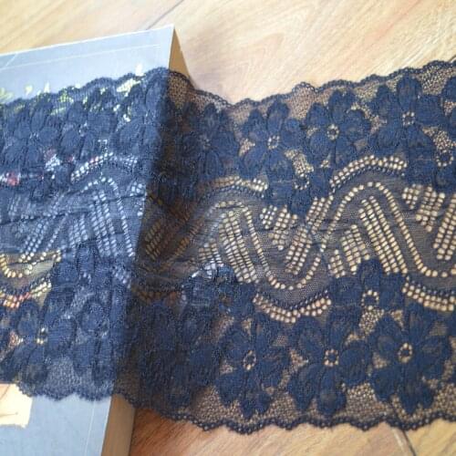 17cm 2yds/lot black gauze Handmade Hair Decoration Wide Elastic Stretch Lace Trim wedding dress skirt lace1731913
