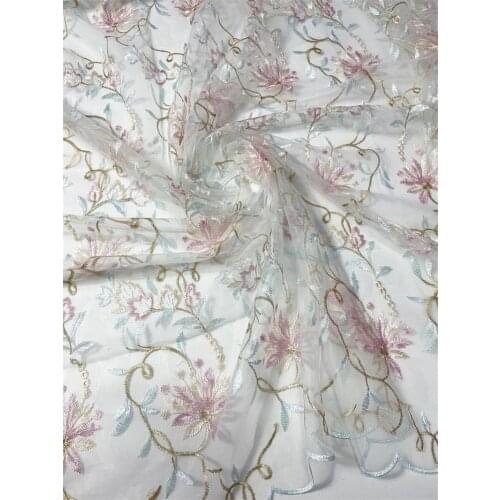 2yard/Pack Embroidery Flower Tulle Mesh Lace Fabric DIY Lady Dress Sewing Accessories