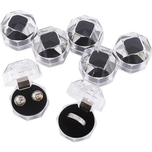 20Pcs Transparent Plastic Ring Boxes Jewelry Gift Box Earring Packaging Display Cases Storage Organizer Holder 3.8x3.8x3.8cm