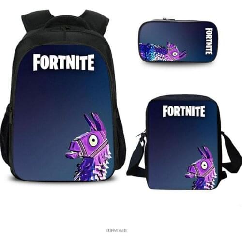 Fortnite School Bag 3pcs Sets Kids Primary Mochila Escolar Infantil Children 16inch Software Backpack Book Bags Boys Girls