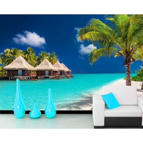 Papel de parede Maldives Tropics Coast Palms Nature photo 3d wallpaper for living room tv sofa wall bedroom papers home decor