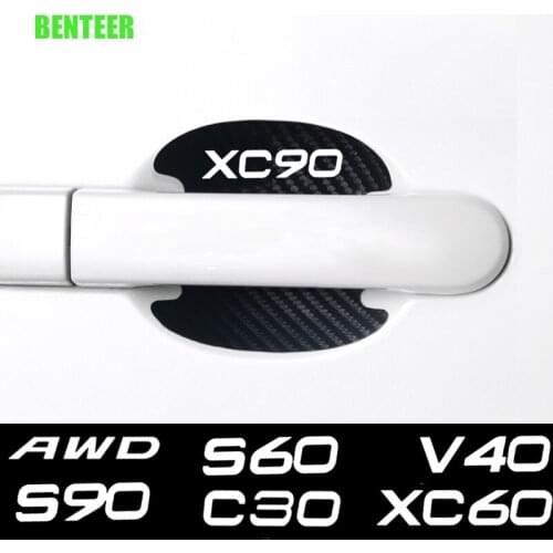 4pcs Carbon Fiber Car Door Handle Protection Sticker For S60 S70 S80 S40 XC90 V40 V50 V60 V70 S90 V90 XC60 XC40 XC70 T6 C30 C70