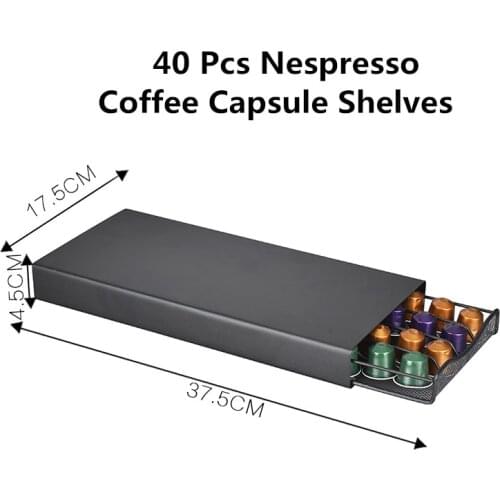 40 Pods Coffee Capsule Organizer Storage Stand Practical Coffee Drawers Capsules Holder For Nespresso Coffee Capsule Shelves